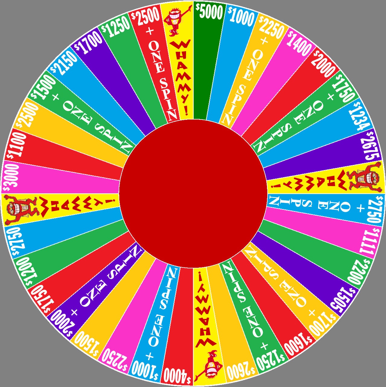 Press Your Luck Spinner - Original and 2020s show versions - wheel itself is 6.73 inches  across www.makngames.com