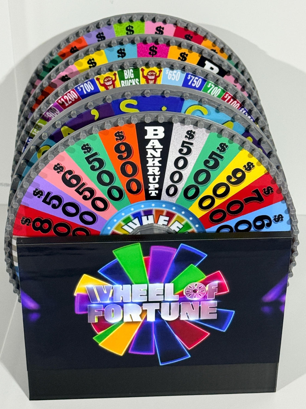 Wheel of Fortune Wheel Display Case & Stand – Holds Up to 5 Wheels