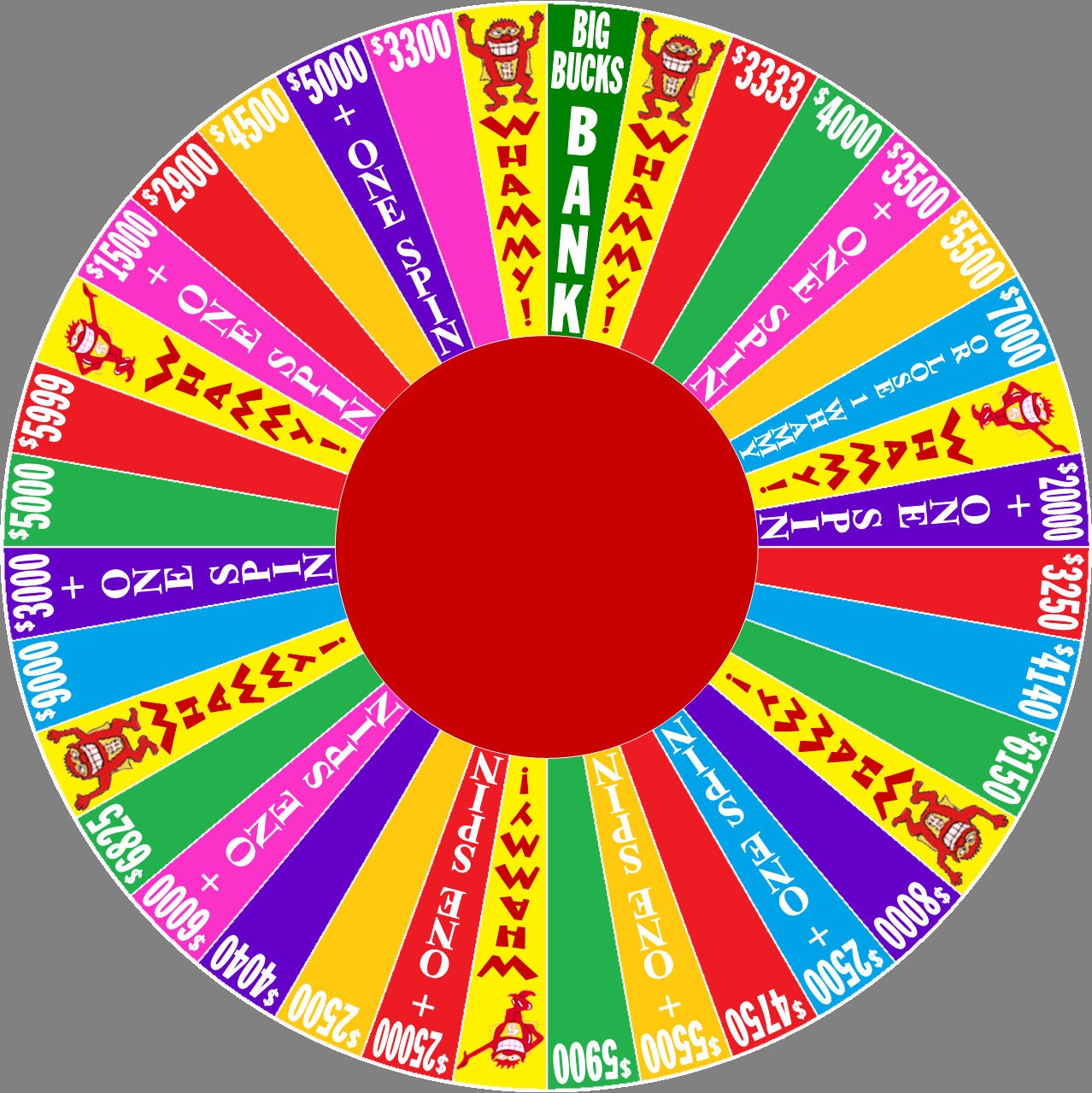 Press Your Luck Spinner - Original and 2020s show versions - wheel itself is 6.73 inches  across www.makngames.com