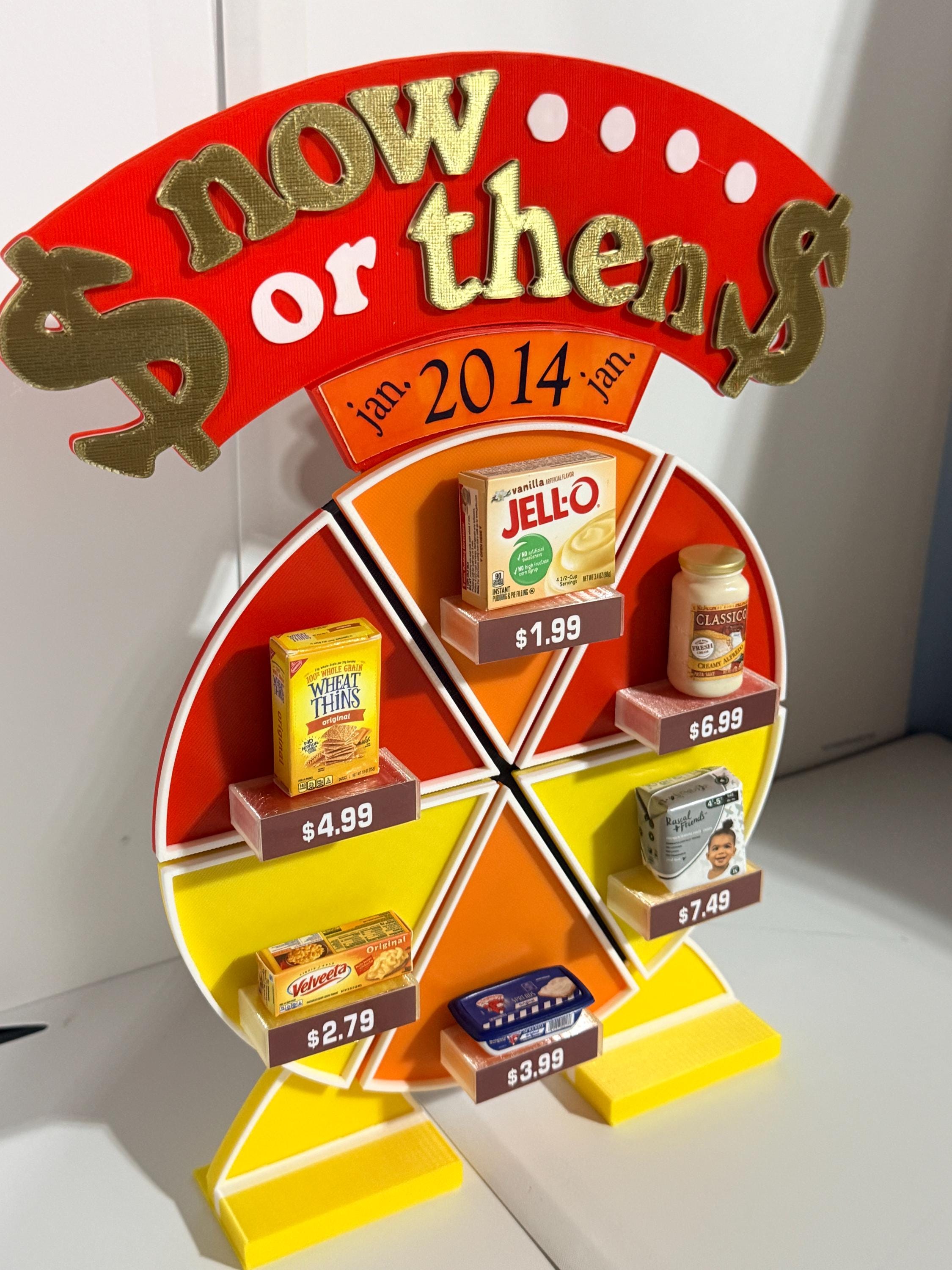 Price is Right Now or Then Pricing Game – 3D Printed Miniature with 6 Grocery Items