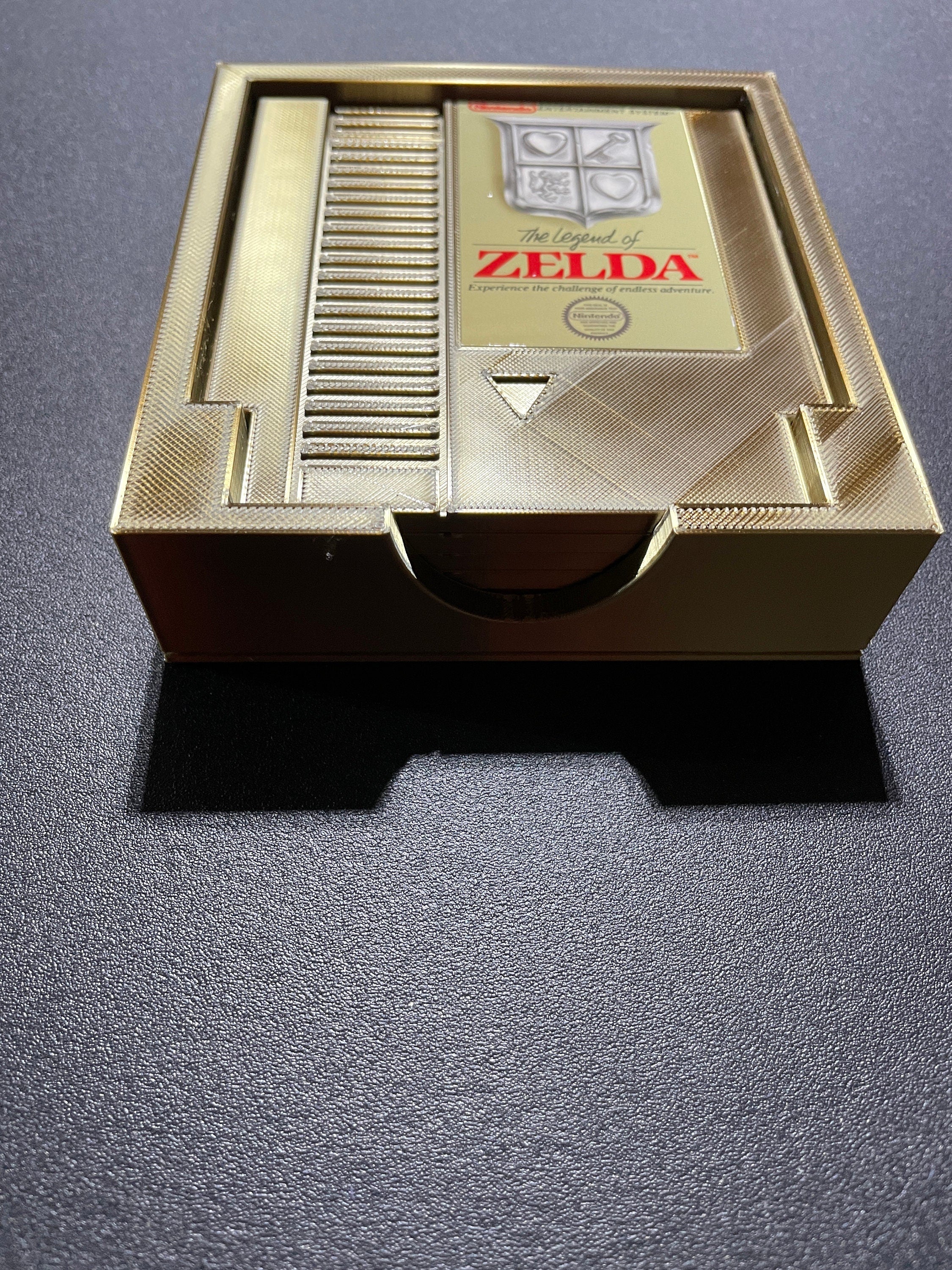 NES Nintendo Adventure of Link - 10 cm x 9 cm x 4 mm - Legend of Zelda Gold coasters www.makngames.com