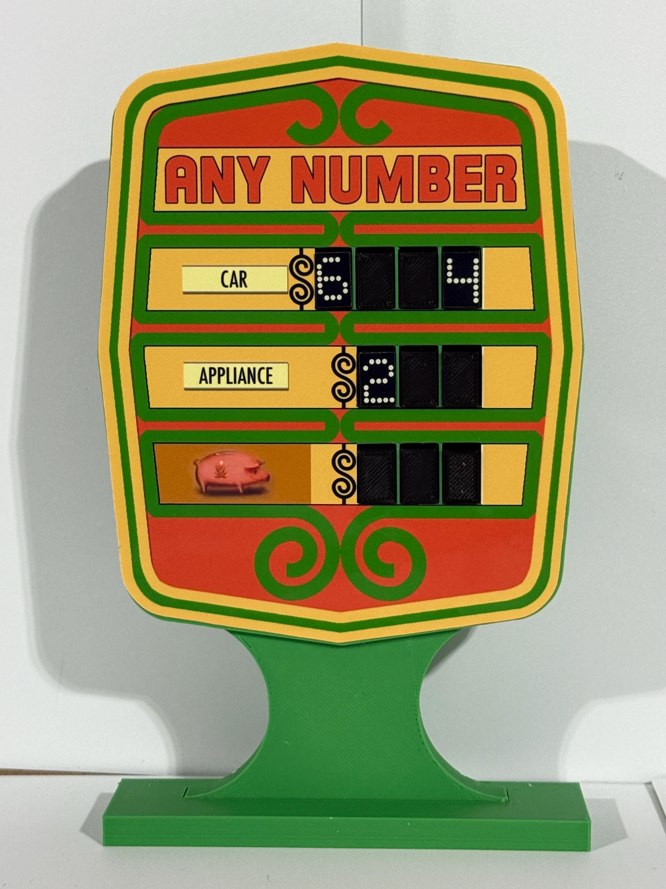 Price is Right Early 1980s Any Number Pricing Game – 3D Printed Miniature