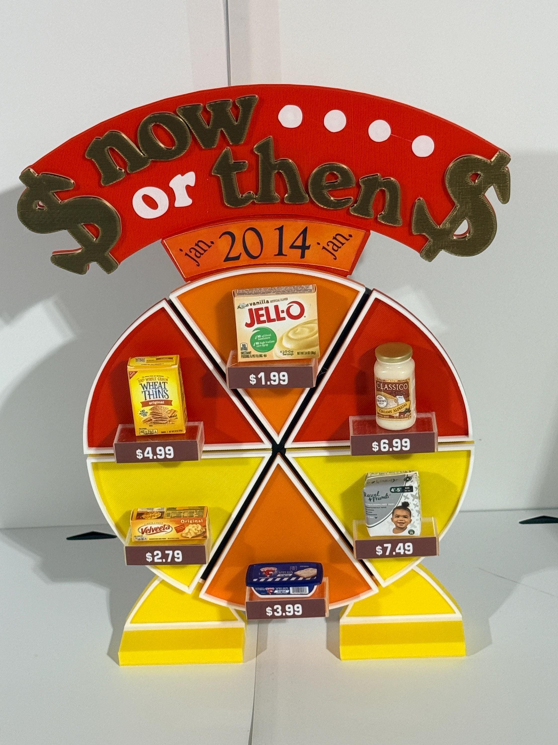 Price is Right Now or Then Pricing Game – 3D Printed Miniature with 6 Grocery Items