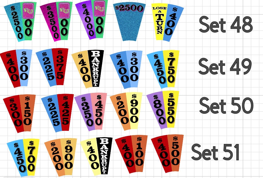 Wheel of Fortune - Wheel Wedges (2 inches long) to go with wheel-of-fortune-board-game-spinner www.makngames.com
