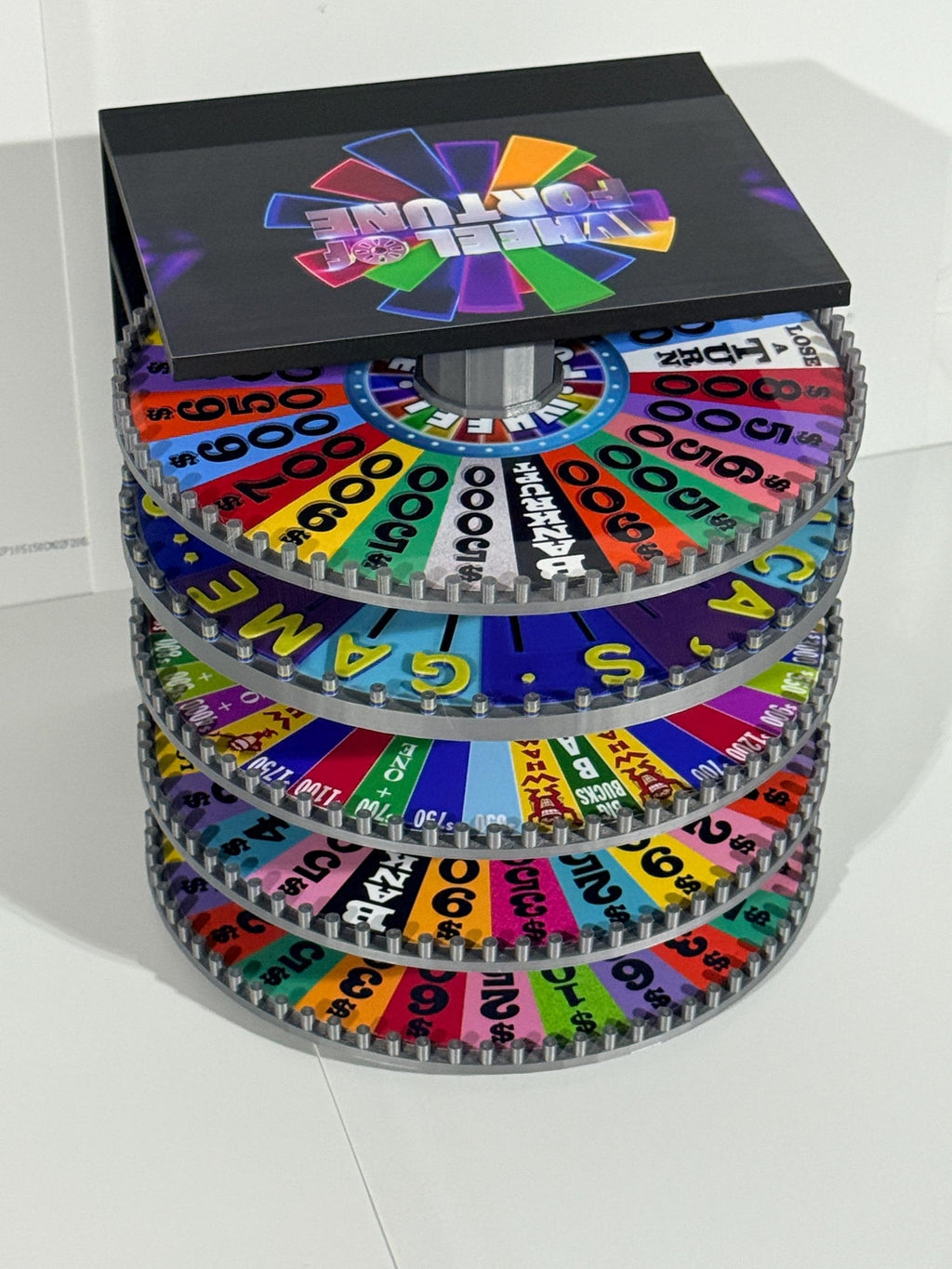Wheel of Fortune Wheel Display Case & Stand – Holds Up to 5 Wheels