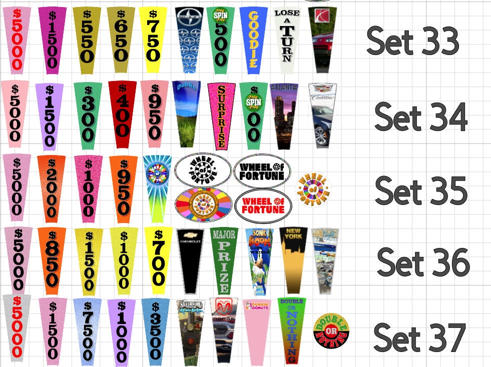 Wheel of Fortune - Wheel Wedges (2 inches long) to go with wheel-of-fortune-board-game-spinner www.makngames.com