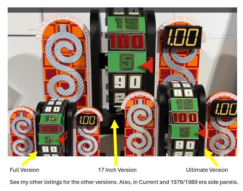 2022-Current Price is Right 17 Inch Full Replica Wheel Showcase Showdown - 17 in x 23 in x 16 in deep, designed for optional DIY lights.