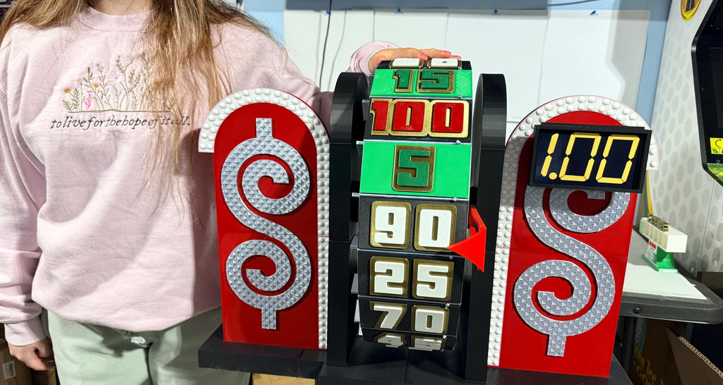 2022-Current Price is Right 17 Inch Full Replica Wheel Showcase Showdown - 17 in x 23 in x 16 in deep, designed for optional DIY lights.